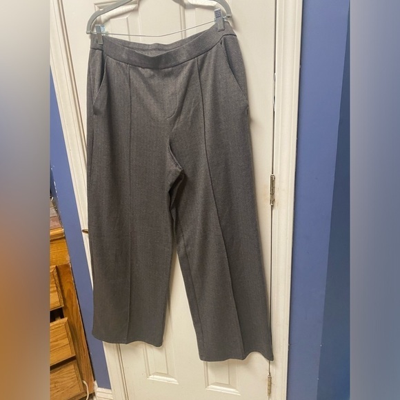 H by Halston Petite Wide-Leg Herringbone Pants with Pintuck Black size 16 - Picture 1 of 12